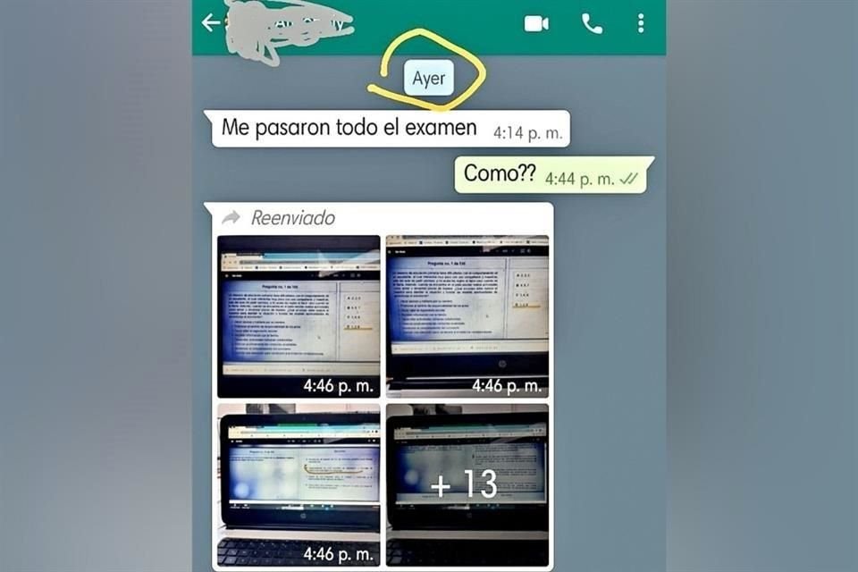 Los resultados del examen fueron enviados por redes sociales.