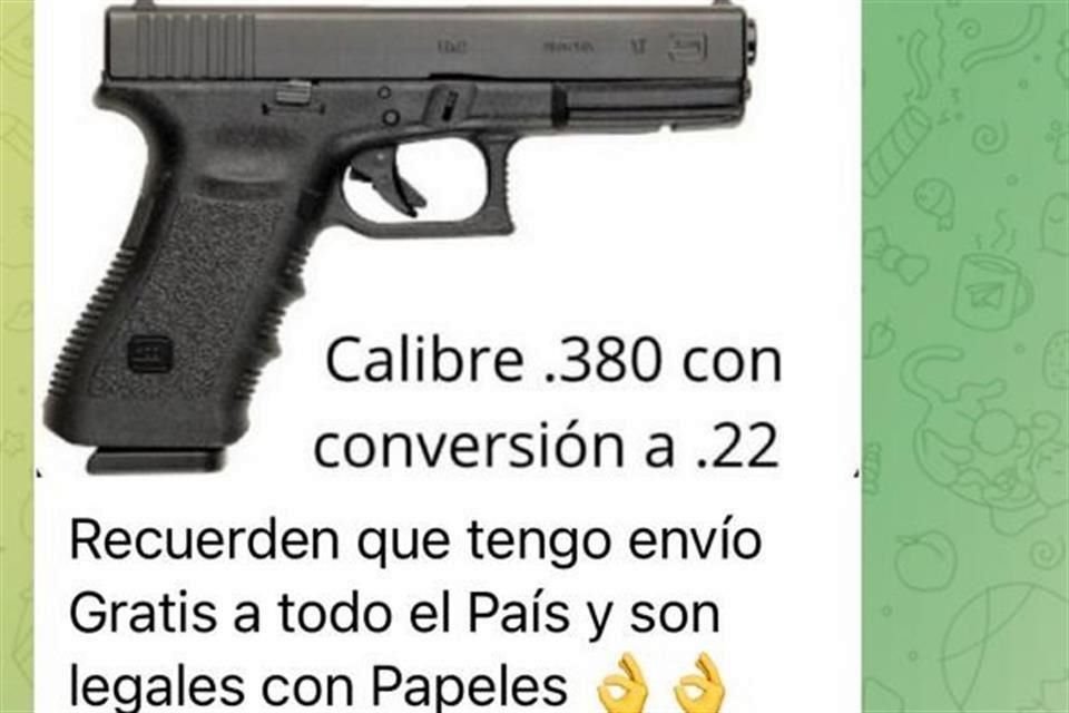 También se ofrecen armas en grupos de WhatsApp y Telegram.