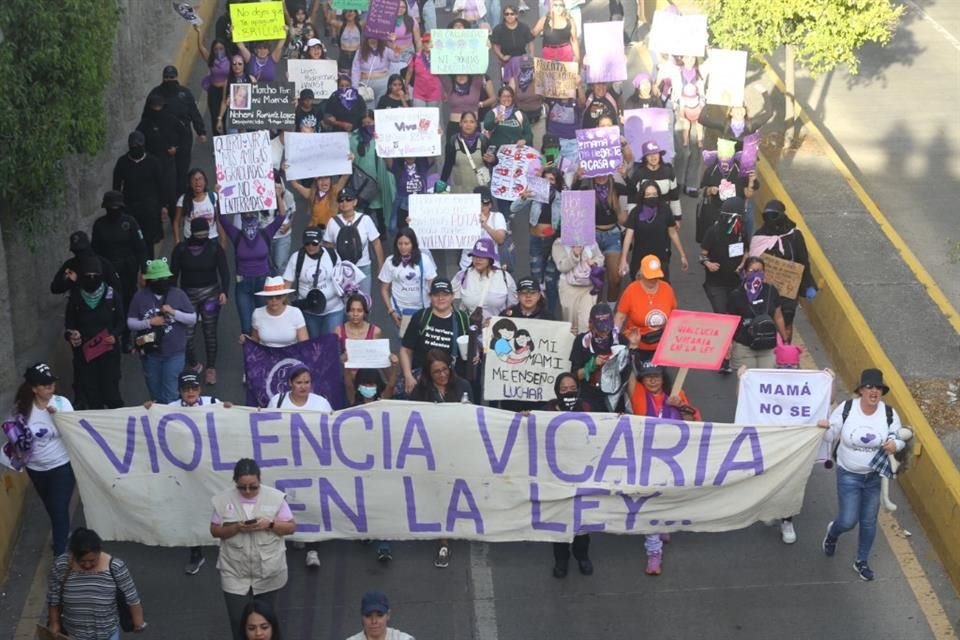 Entre las consignas de las manifestantes se exigió la Ley contra la violencia vicaria.