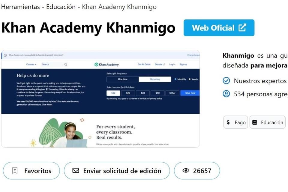 A través de Khanmigo los estudiantes pueden resolver dudas en diferentes materias sin que el profesor esté presente.