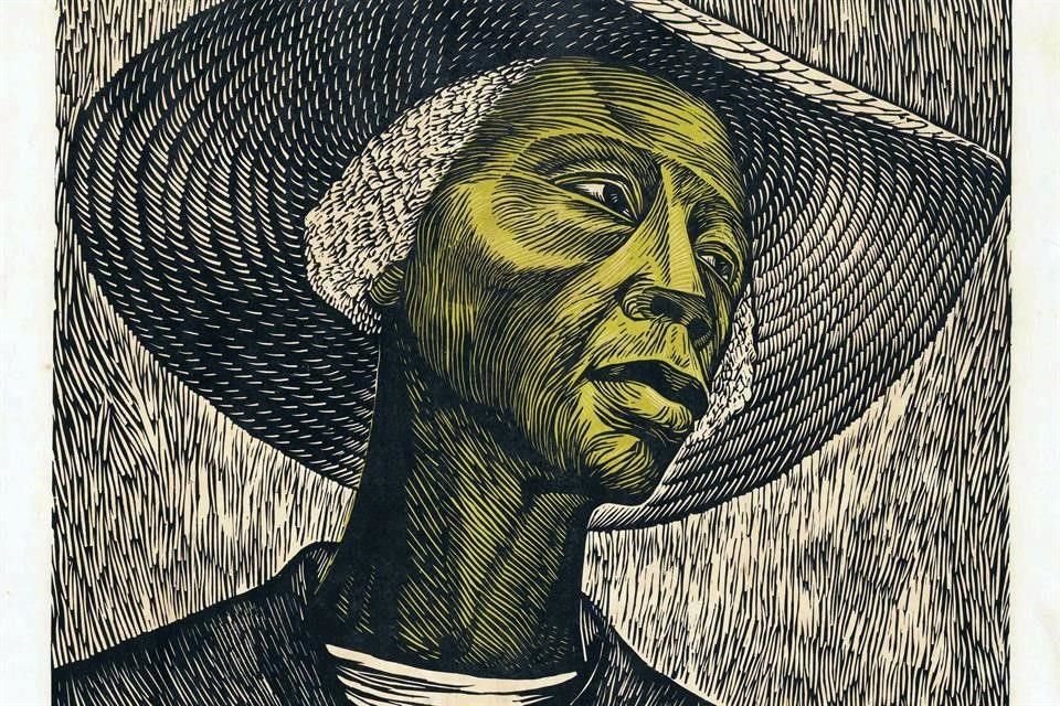 Detalle del linograbado 'Sharecropper (1952, impreso en 1970)' de Elizabeth Catlett, artista estadounidense que trabajó en México vinculada al Taller de Gráfica Popular.