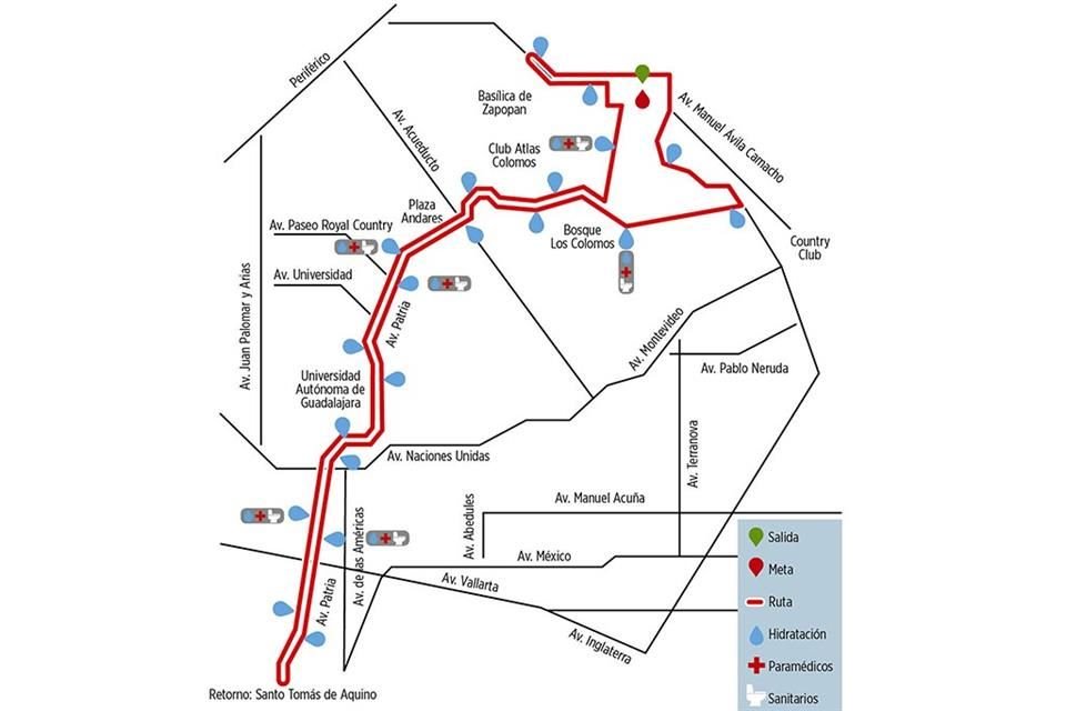 Esta es la ruta del 21K de Zapopan, que partirá frente al Palacio Municipal.
