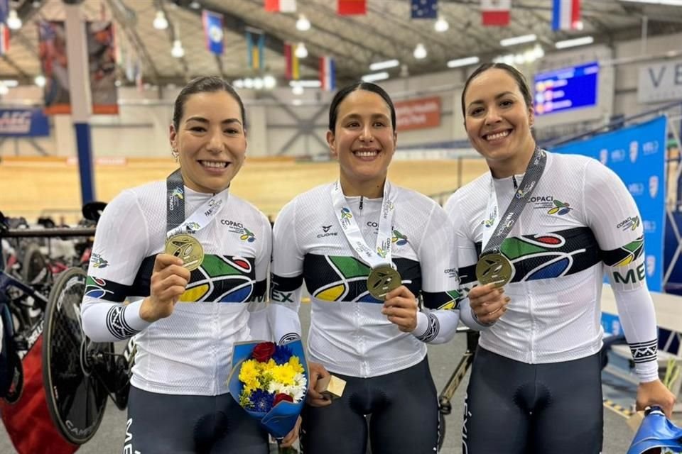 Antonieta Gaxiola, Yuly Verdugo y Jessica Salazar, ciclistas mexicanas que lograron su boleto a París 2024.