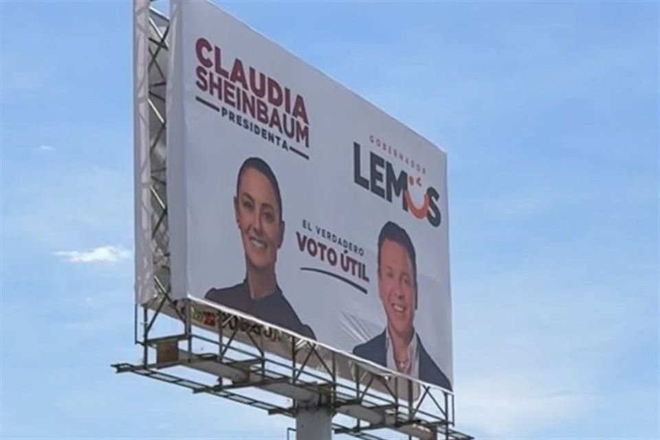 Aparecen espectaculares en Tonalá, en los que se promueve como 'El verdadero voto útil' votar por Pablo Lemus para la Gubernatura y por Claudia Sheinbaum para la Presidencia.