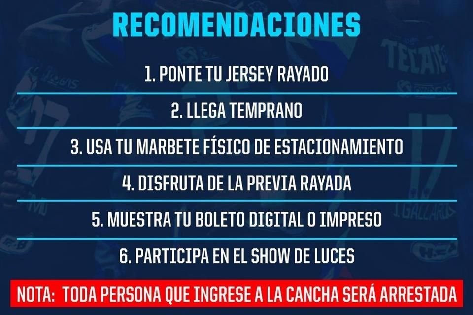 Éstas son las recomendaciones que lanzó el club a través de redes sociales.