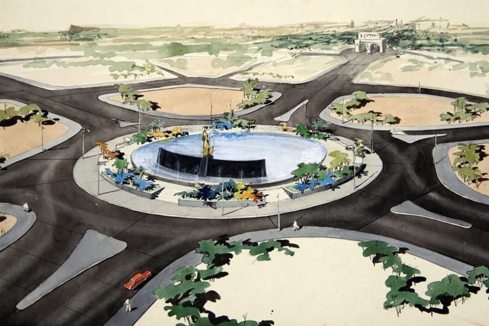 Glorieta Minerva 1957, perspectiva de Julio de la Peña.