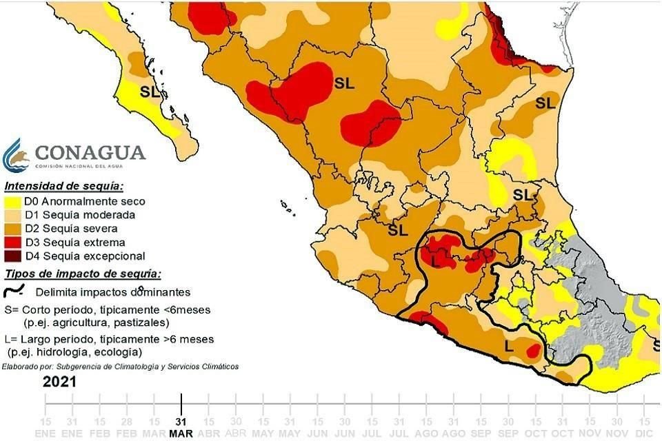 De acuerdo con el monitor de sequía, la Ciudad de México y la zona conurbada del Valle de México aumentaron también el grado de sequía.