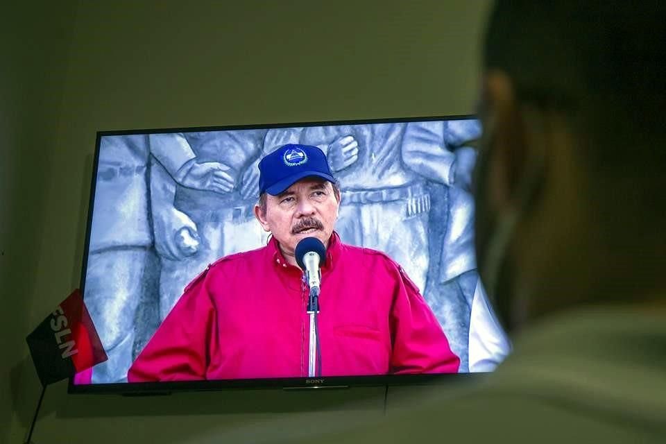 El Presidente de Nicaragua, Daniel Ortega, durante una alocución televisiva este año.