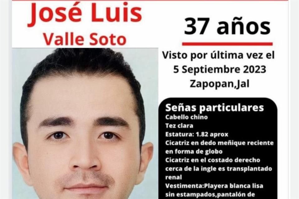 Ficha de desaparición de José Luis Valle Soto.