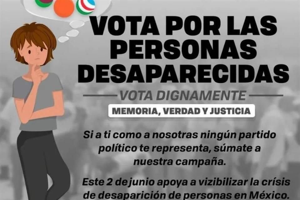 Integrantes de los colectivos lanzaron la campaña 'VotaXUnDesaparecidx'.