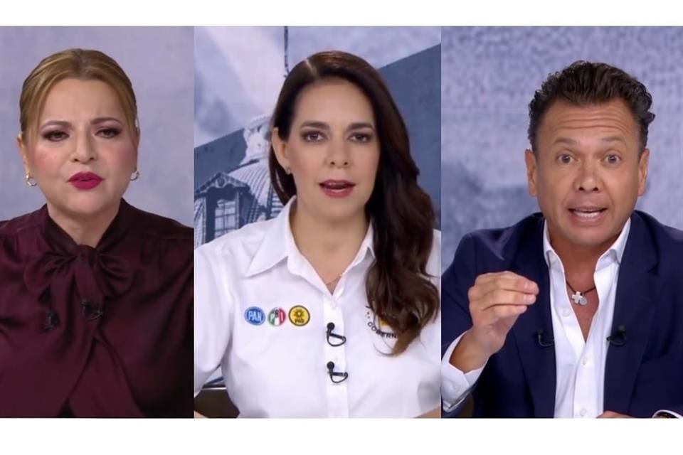 Claudia Delgadillo, Laura Haro y Pablo Lemus, durante el cuarto y último debate por la Gubernatura de Jalisco.