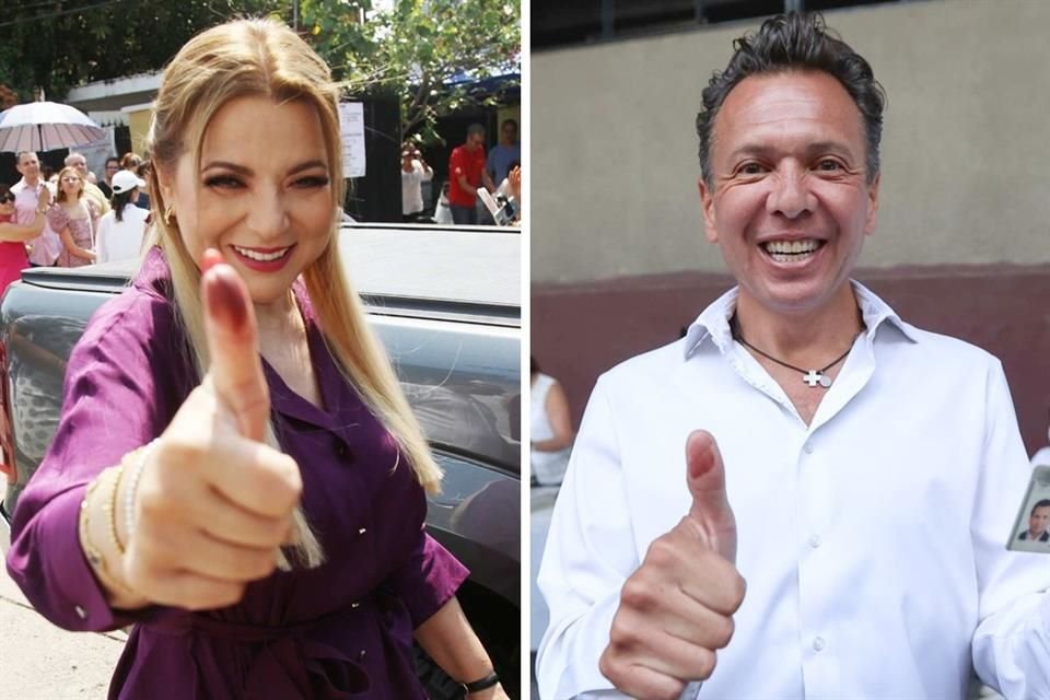 Claudia Delgadillo (izq.) y Pablo Lemus se proclamaron ganadores sin datos oficiales.