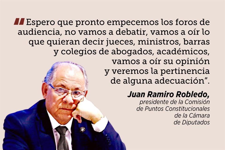 Foros de reforma a PJ 'son para oír', no para debatir, dijo morenista titular de Comisión de Puntos Constitucionales en Cámara de Diputados.