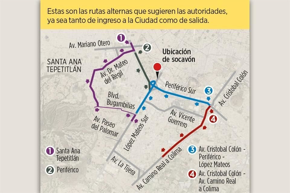 Ante el socavón en Avenida López Mateos Sur, estas son las alternativas de vialidad.