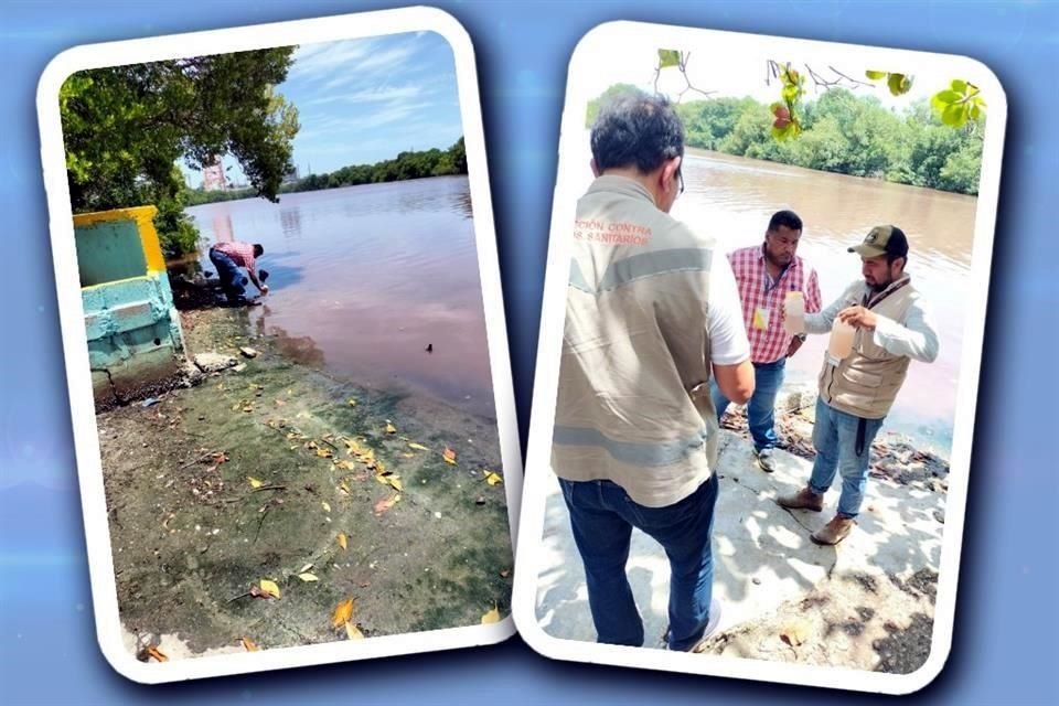 Autoridades ya tomaron muestras del agua del río Seco.