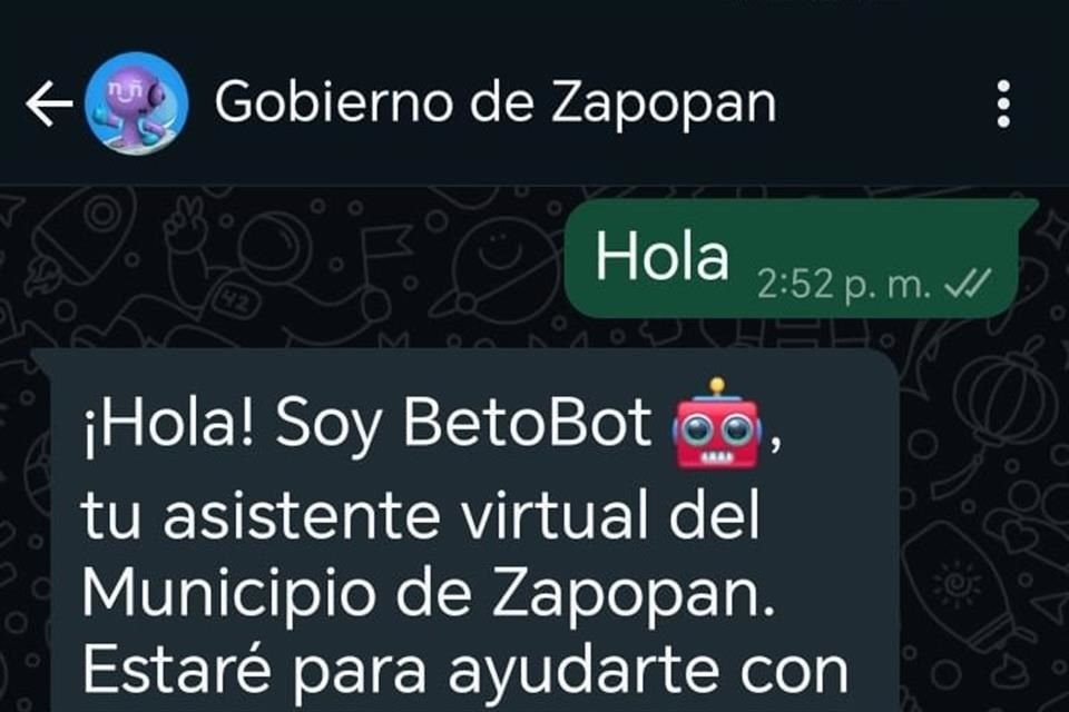 Originalmente, el Betobot ayudaba a realizar el pago de Predial con el Gobierno de Zapopan, pero ahora, sus servicios se han expandido.