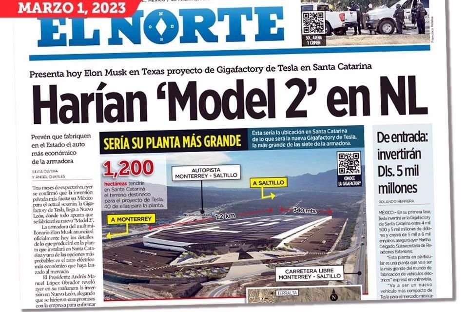 En marzo del 2023 se publicó que el 'Model 2', se haría en Santa Catarina. Ayer Musk cambió de opinión: 'No tiene sentido (producir ese modelo)'.