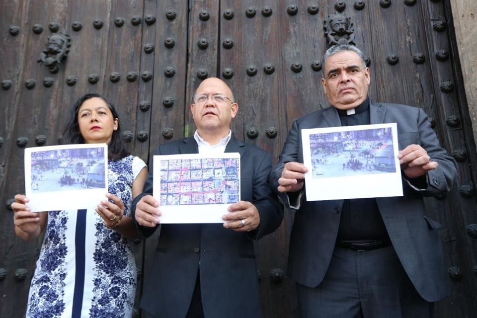 Elena González, presidenta del FNF; Jaime Cedillo, coordinador de cabildeo del FNF y Jesús Feregrino, encargado de organizar eventos masivos.