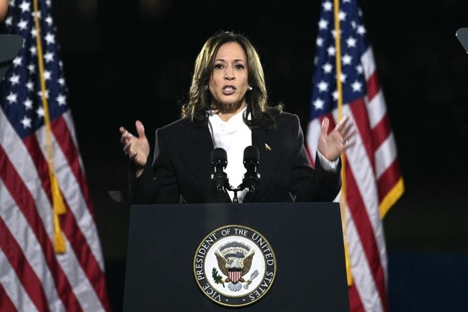 La Vicepresidenta Kamala Harris durante un discurso en el parque Ellipse, el 29 de octubre del 2024.