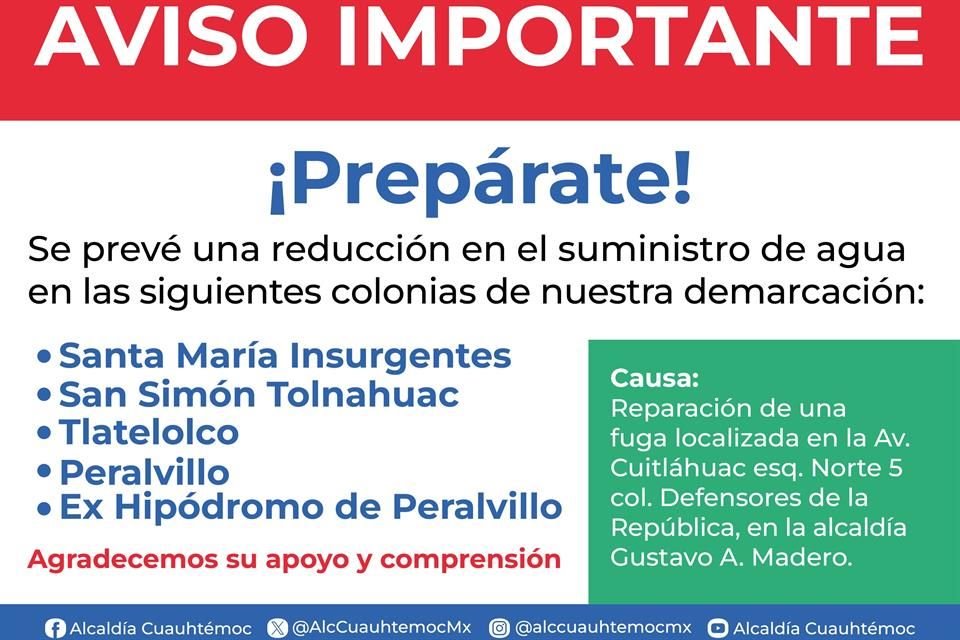 El tiempo que se prevé de disminución no fue precisado, pero se pidió tomar previsiones de inmediato.