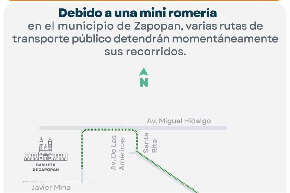 El próximo domingo en Zapopan de 14:30 a 17:00 horas se llevará a cabo una 'mini romería', la cual realizará un recorrido desde Plaza Patria a la Basílica de Zapopan.