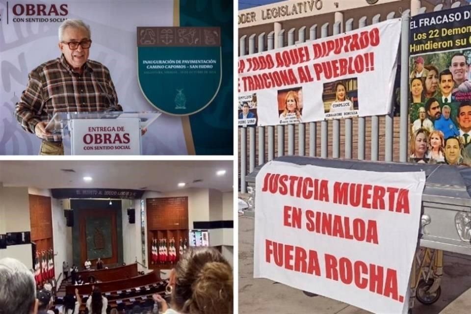 Ciudadanos se manifestaron afuera y al interior del Congreso de Sinaloa en contra del Mandatario Rubén Rocha Moya por la narcoviolencia en la entidad.