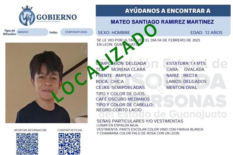 Autoridades de Guanajuato y Jalisco confirmaron durante la tarde de ayer el hallazgo del cuerpo del niño de 12 años.