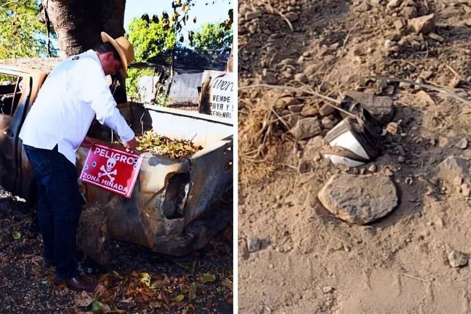 El dirigente del PRI estatal y diputado local, Guillermo Valencia, acudió a Buenavista Tomatlán a la denominada localmente 'ruta del terror', a colocar letreros con la leyenda 'Peligro, zona minada'.