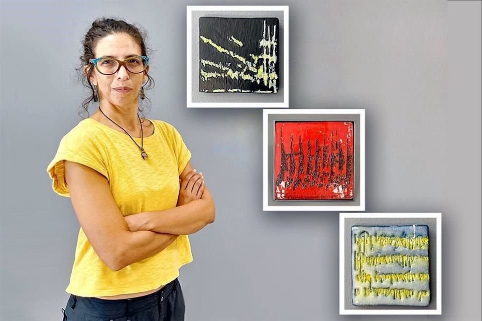Basándose en sonogramas, la artista realiza piezas en cerámica.