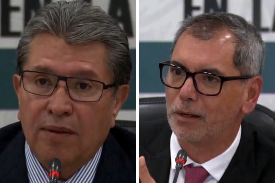 Ricardo Monreal, líder de los diputados de Morena, y Edgar Amador Zamora, subsecretario de Hacienda, en el foro 'Impacto de las finanzas públicas ante las medidas por implementar de Estados Unidos'.