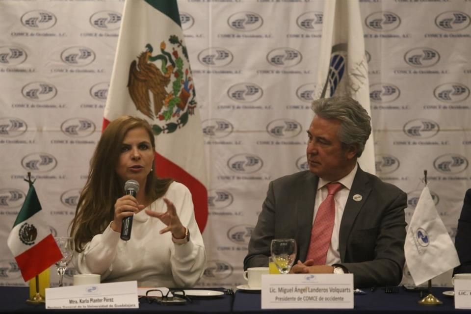 Karla Planter señaló que organismos empresariales como Comce, que preside Miguel Ángel Landeros, tendrán asientos en el Consejo Consultivo Empresarial de la UdeG.