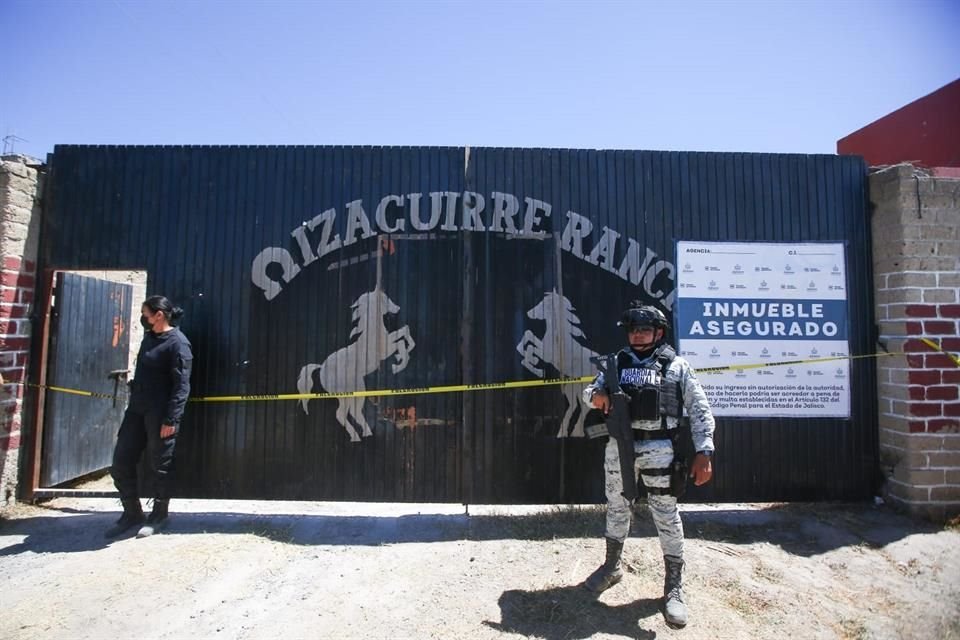 El rancho Izaguirre, en Teuchitlán, está resguardado por elementos de la Guardia Nacional y elementos municipales.