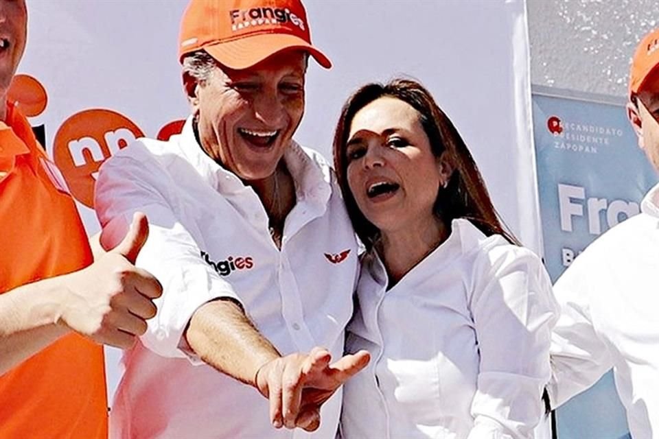 Juan José Frangie y Mirza Flores, en el arranque e precampaña por la Alcaldía de Zapopan, en 2023.