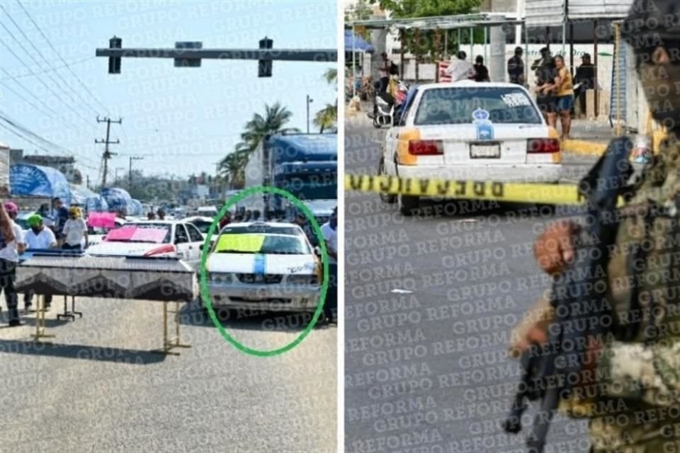 Un taxista participó en la mañana (izquierda) en una protesta contra la violencia y horas más tarde (derecha) fue asesinado en Acapulco.