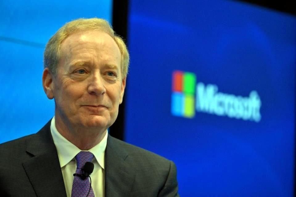 Brad Smith, vicepresidente y presidente de Microsoft, pronunció un discurso durante una charla sobre 'Resiliencia digital en tiempos de volatilidad geopolítica' en el Consejo Atlántico de Bruselas.