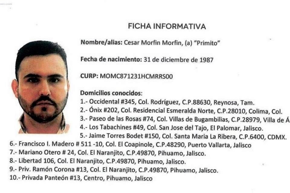 El entonces Gobernador Francisco Javier Cabeza de Vaca acompañó el oficio con la ficha de César Morfín Morfín.