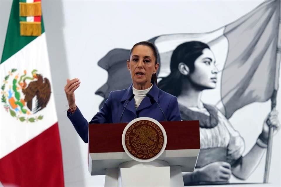 La Presidenta en su conferencia de prensa de este martes en Palacio Nacional.