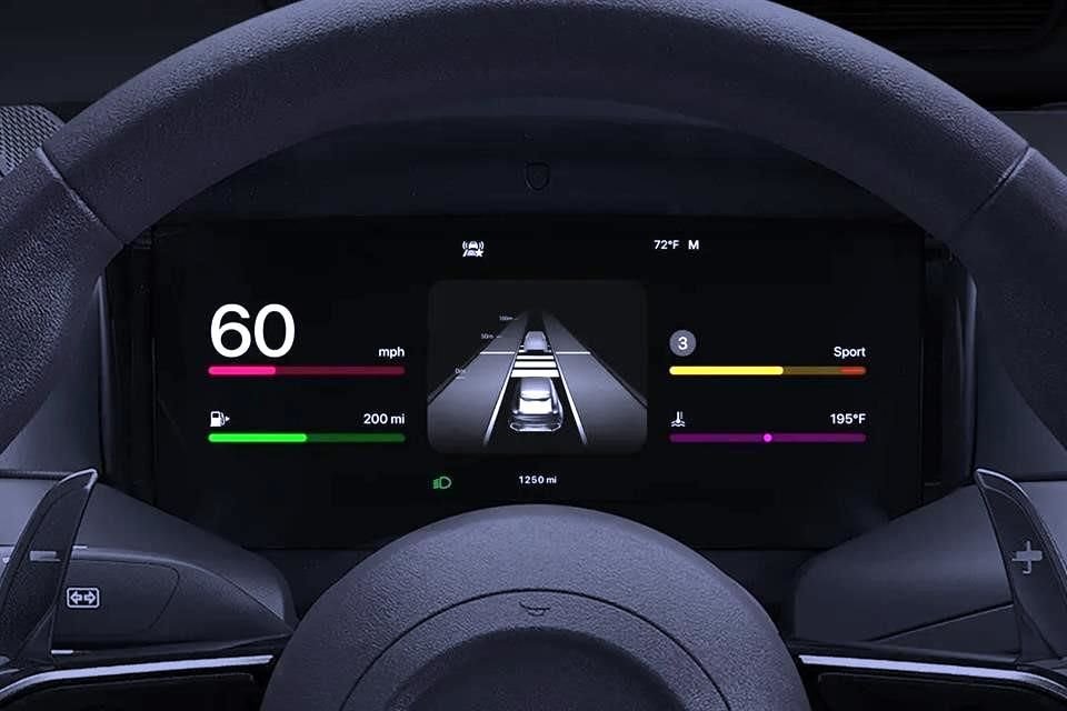 En el CarPlay Ultra, todos los indicadores, paneles e información clave de los instrumentos se encuentran en la parte frontal y central del tablero.