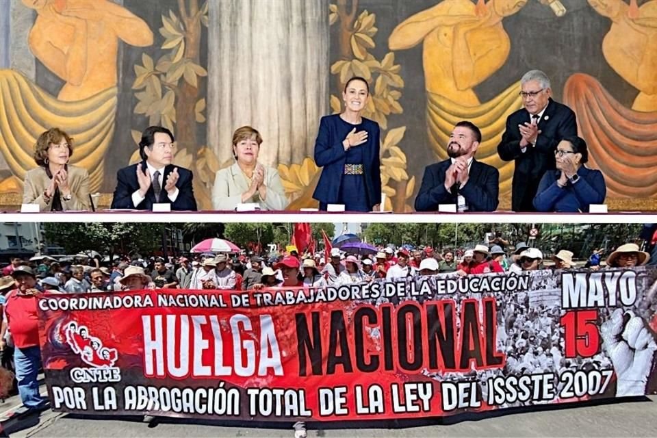 Presidenta Sheinbaum anunció aumento salarial para maestros del 9% retroactivo al 1 de enero, pero no fue suficiente para SNTE ni para CNTE.