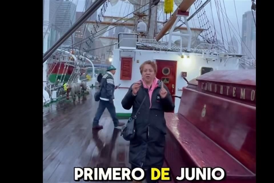 Previo al accidente del buque, un grupo de morenistas aprovechó que el 'Cuauhtémoc' estaba en NY, EU, para subirse y promocionar desde ahí la elección judicial y candidatos.