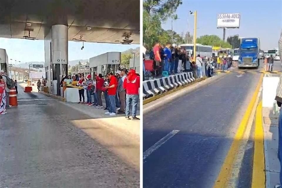 La CNTE tomó al menos 3 casetas esta mañana que conectan con la CDMX, entre ellas la de Tlalpan (izquierda) y la de San Marcos (derecha).