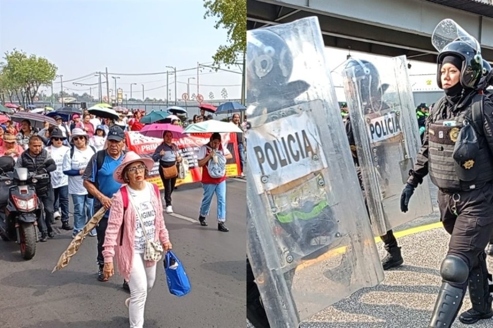Aspecto de la protesta de los maestros.