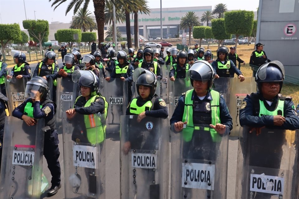 Aspecto de la protesta de los maestros.