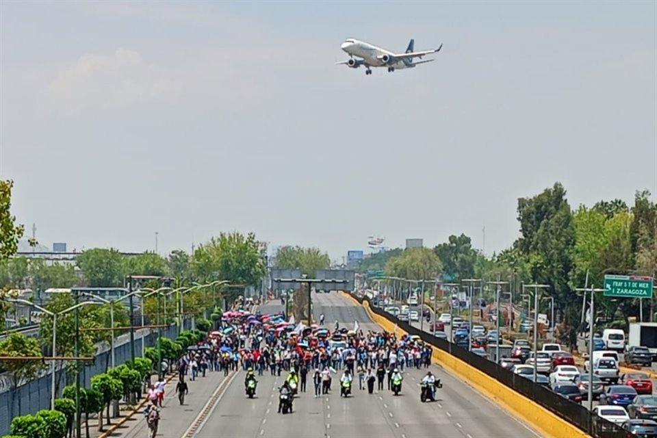 Aspecto de la protesta de los maestros.