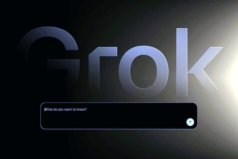 Esta imagen del sitio web de xAI muestra un campo de búsqueda para el chatbot de inteligencia artificial Grok.