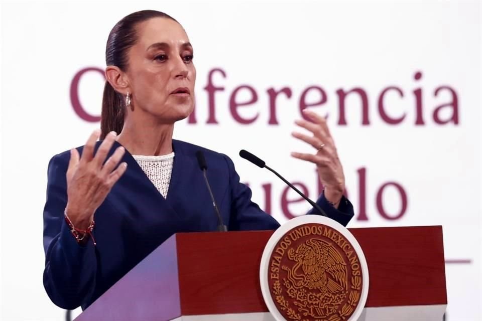 La Presidenta en su conferencia de prensa de este jueves en Palacio Nacional.