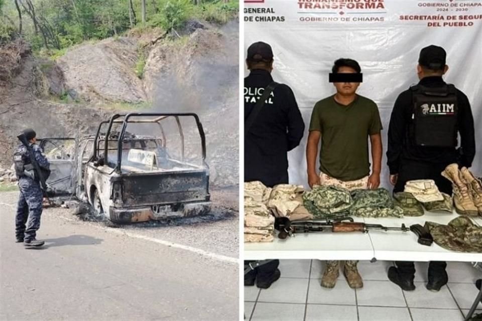 Las autoridades aseguraron que el detenido, quien fue encontrado entre la maleza en Frontera Comalapa, Chiapas, fue quien asesinó a cinco policías.