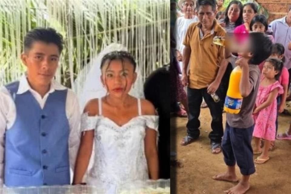 Pareja de adolescentes se casaron en la comunidad de San Juanito Yosocani, en Municipio de San Lorenzo, Oaxaca, y como tradición niños tomaron cerveza.