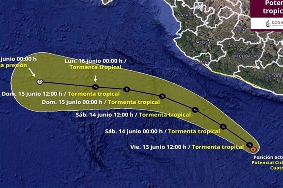 La tormenta provocará lluvias intensas en  Guerrero, Michoacán y Colima.
