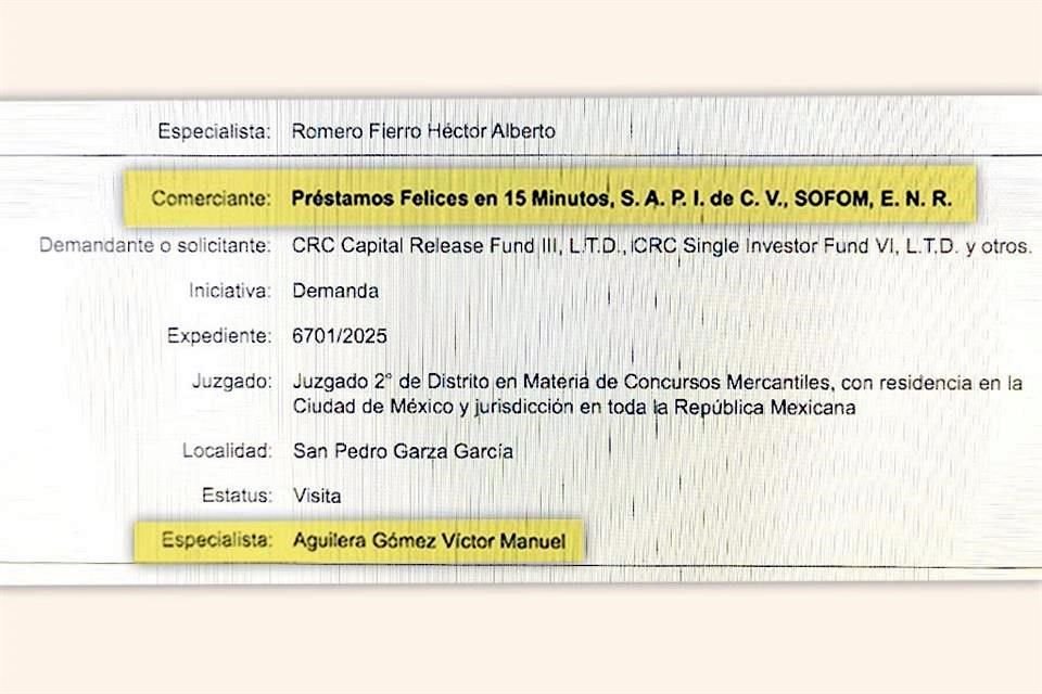Víctor Manuel Aguilera Gómez foi nomeado inspetor do Processo de Falência da Sofom Préstamos Felices (Empréstimos Felizes).